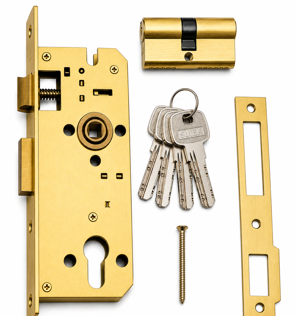 SQIEK LBGP45 Euro Cylinder Mortise Lock Set with Keys and Strike Plate ...